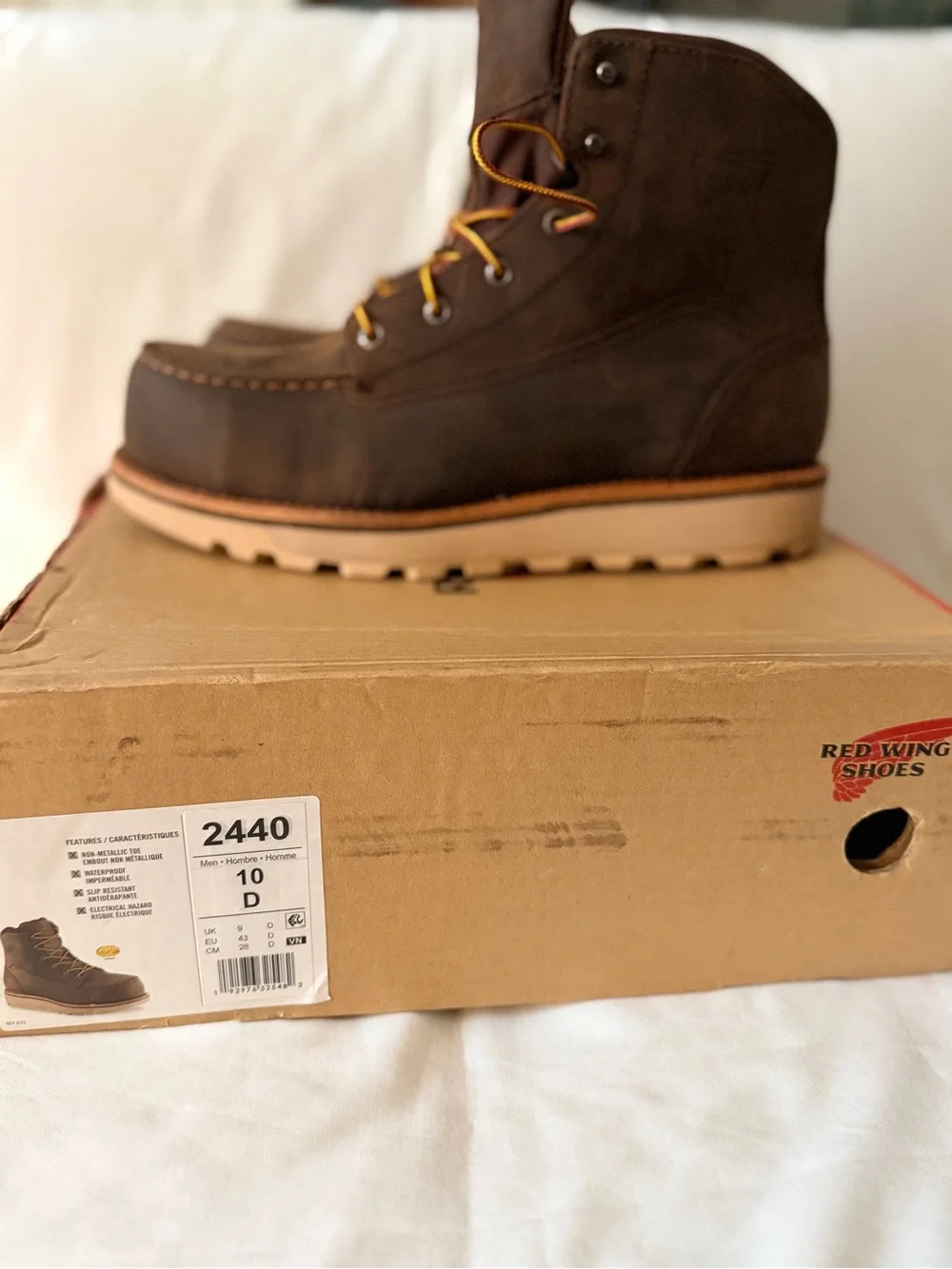 Red Wing Shoes 2440 Brown Waterproof EH Work Boots Men's 10D Medium Width